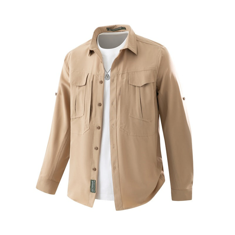 Herren Praktisches Outdoor-Hemd mit vielen Taschen Drune