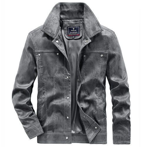 Herren Truckerjacke im Western‑Style mit Kontrastnähten und Druckknopffront Drune