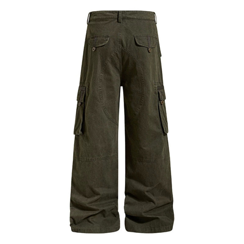 Damen Weite Cargo-Culottehose mit hoher Taille und Multi-Taschen Drune