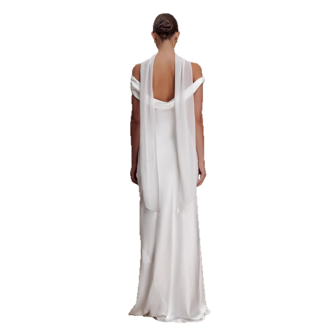 Damen Elegantes Satin-Abendkleid mit schulterfreiem Design Drune