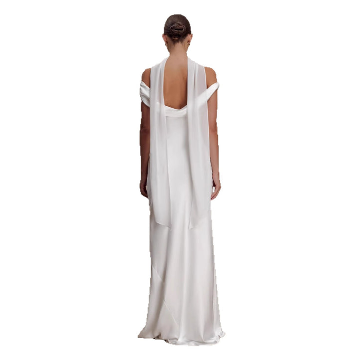 Damen Elegantes Satin-Abendkleid mit schulterfreiem Design Drune
