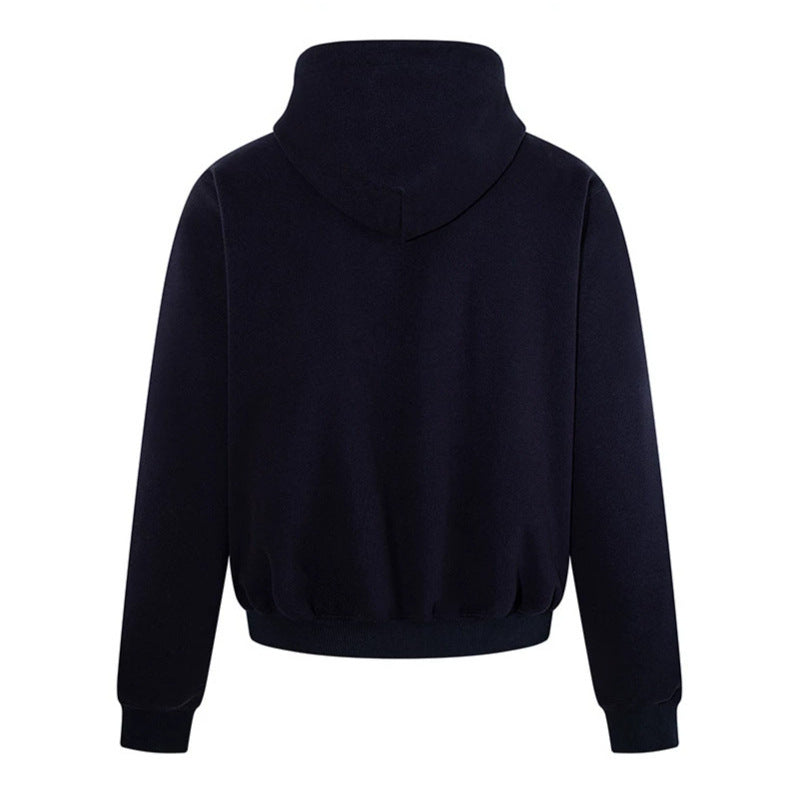 Herren Kapuzen‑Sweatjacke mit karierter Kapuzenfütterung, Metallreißverschluss und geripptem Saum Drune