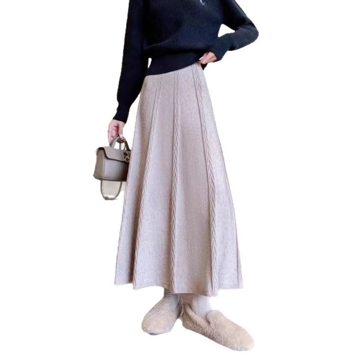 Damen Eleganter Midirock mit feinem Zopfmuster Drune