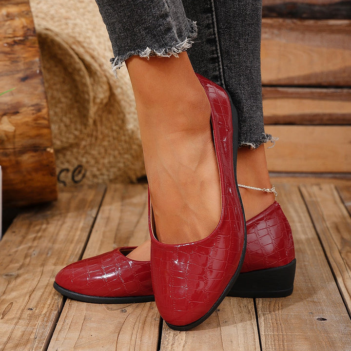 Damen Komfortable Ballerinas mit elegantem Krokodilmuster Drune