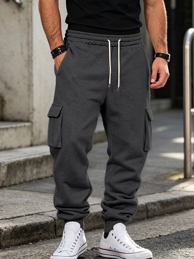 Herren Cargo-Jogginghose aus Baumwollfleece mit elastischem Bund und Beinbündchen Drune