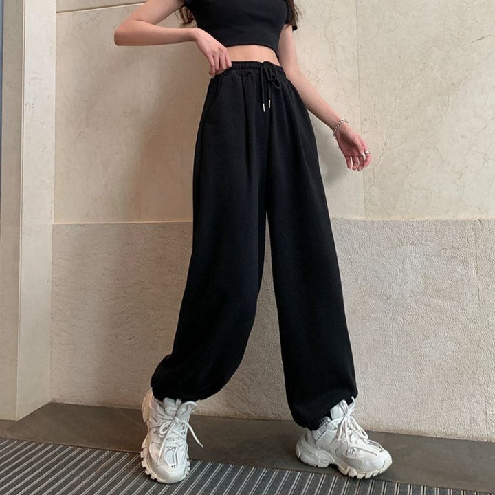 Unisex nan lässige Jogginghose mit elastischem Bund und Kordelzug, weiches Fleece-Innenfutter, geräumige Hosentaschen Drune