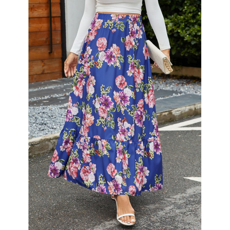 Damen Floral Maxi Rock Drune