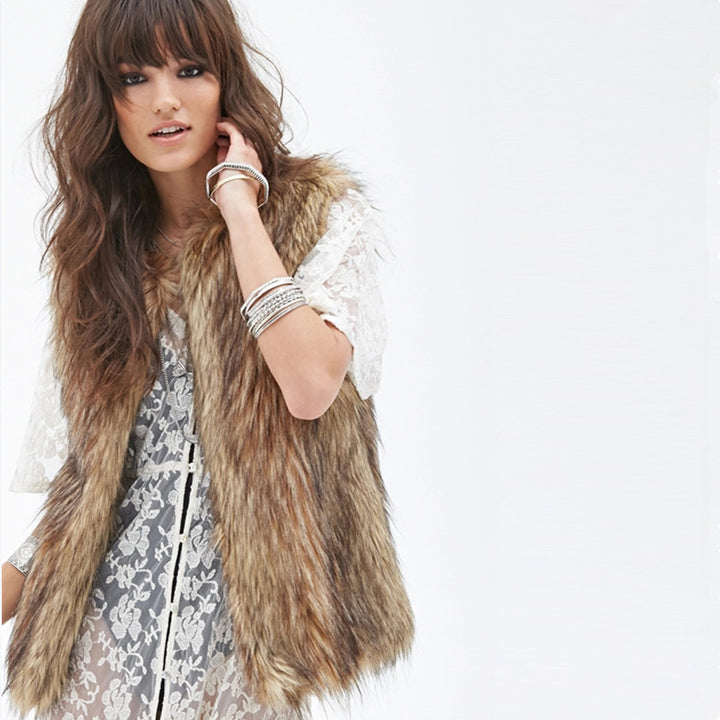 Damen Elegante Kunstpelz-Weste Drune