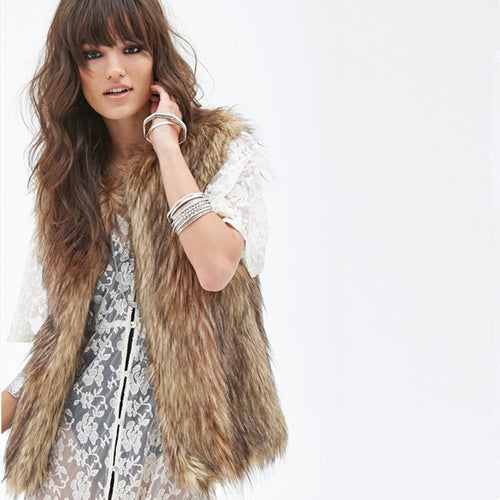 Damen Elegante Kunstpelz-Weste Drune