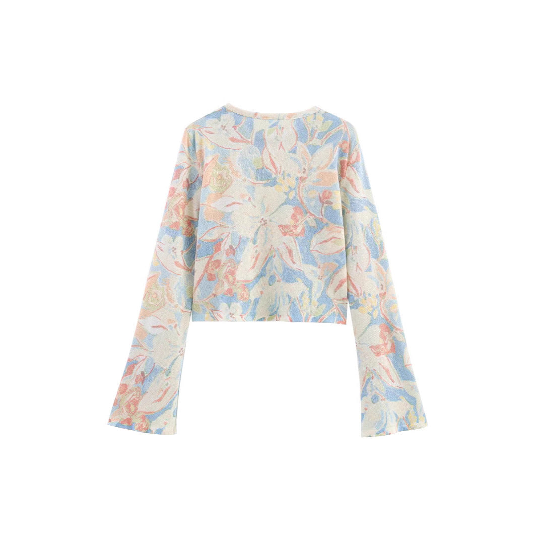 Damen Baumwollcardigan mit floralem Muster Drune