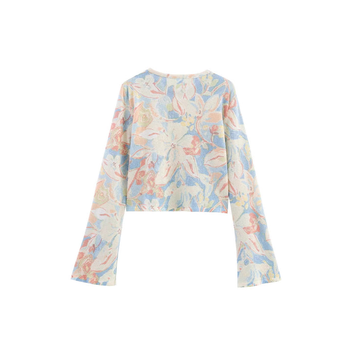 Damen Baumwollcardigan mit floralem Muster Drune
