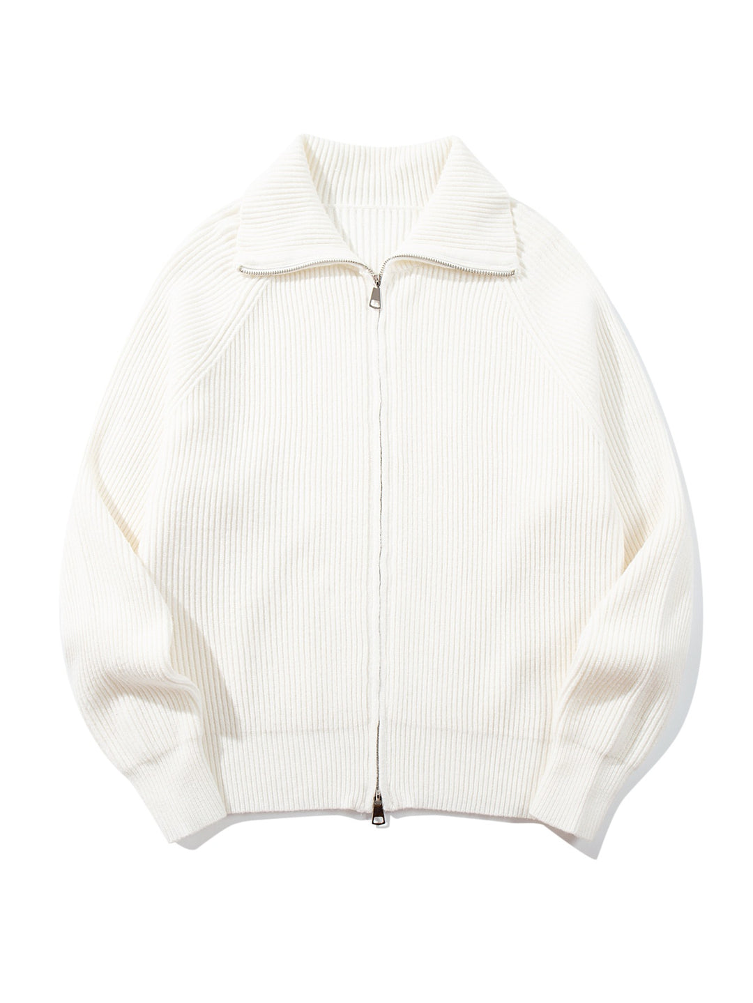 Damen Gerippte Strick‑Zipjacke mit hohem Stehkragen, Raglanärmeln und Boxy‑Schnitt Drune