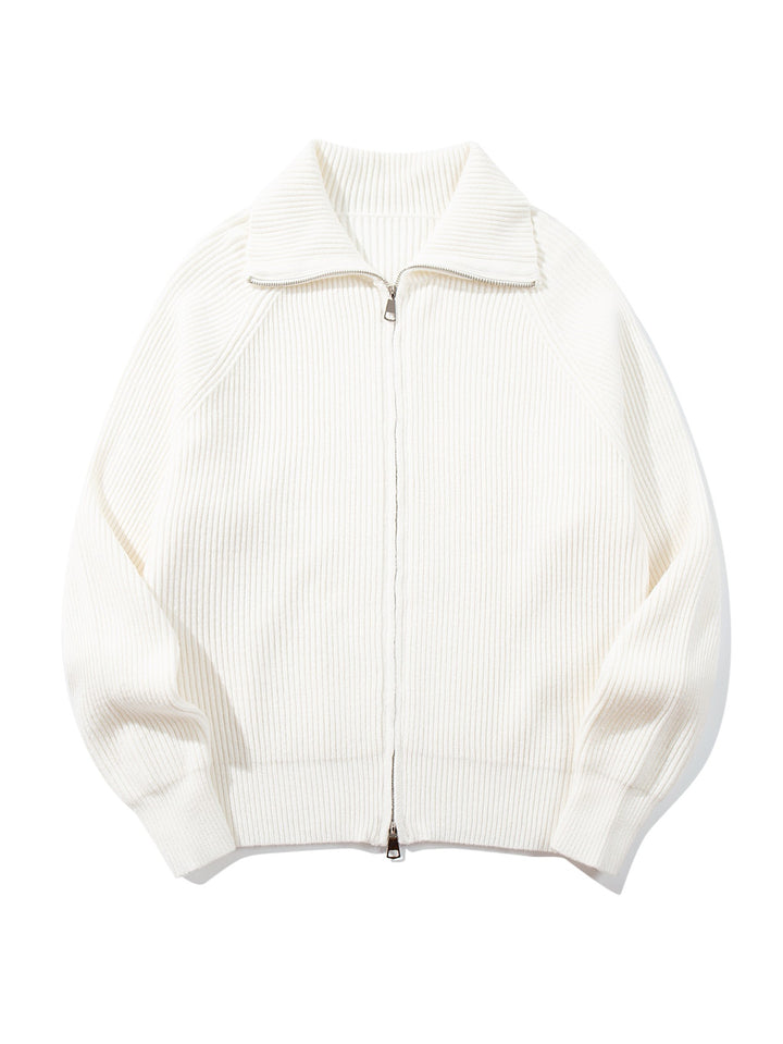 Damen Gerippte Strick‑Zipjacke mit hohem Stehkragen, Raglanärmeln und Boxy‑Schnitt Drune