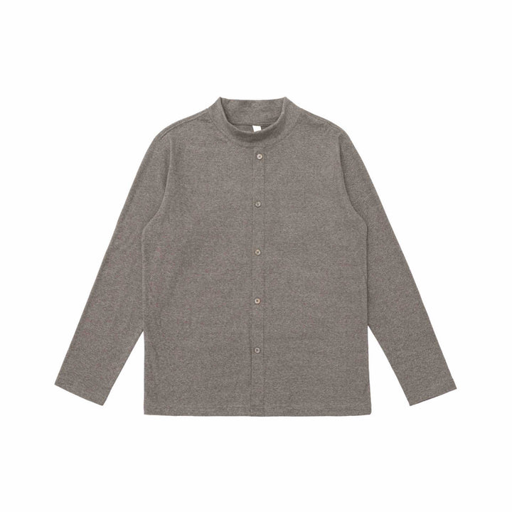 Unisex Feinstrukturierter Knopfcardigan mit Stehkragen Drune