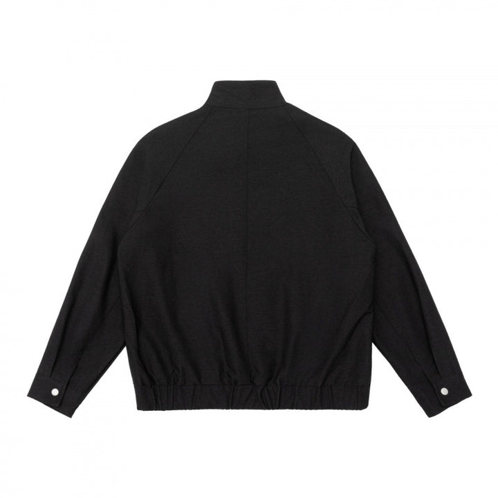 Herren Boxy-Zip-Blouson aus meliertem Strickstoff mit gestreifter Kragenfütterung und elastischem Saum Drune