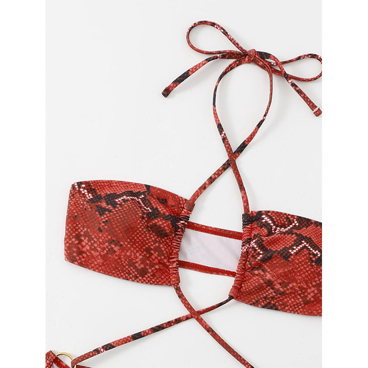 Damen Bandeau-Bikini mit raffiniertem Schlangenmuster Drune