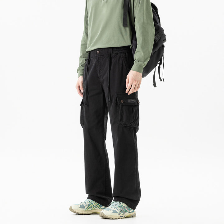 Herren Relaxed-Fit Canvas-Cargohose mit Tunnelzug, Multifach‑Taschen und Utility‑D-Ring Drune