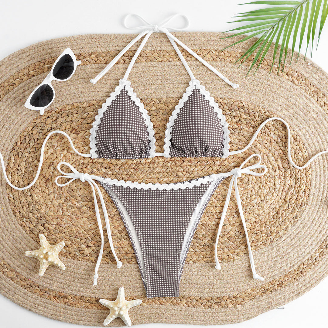 Damen Bikini-Set mit verziertem Triangel-Oberteil und verstellbarem Höschen Drune