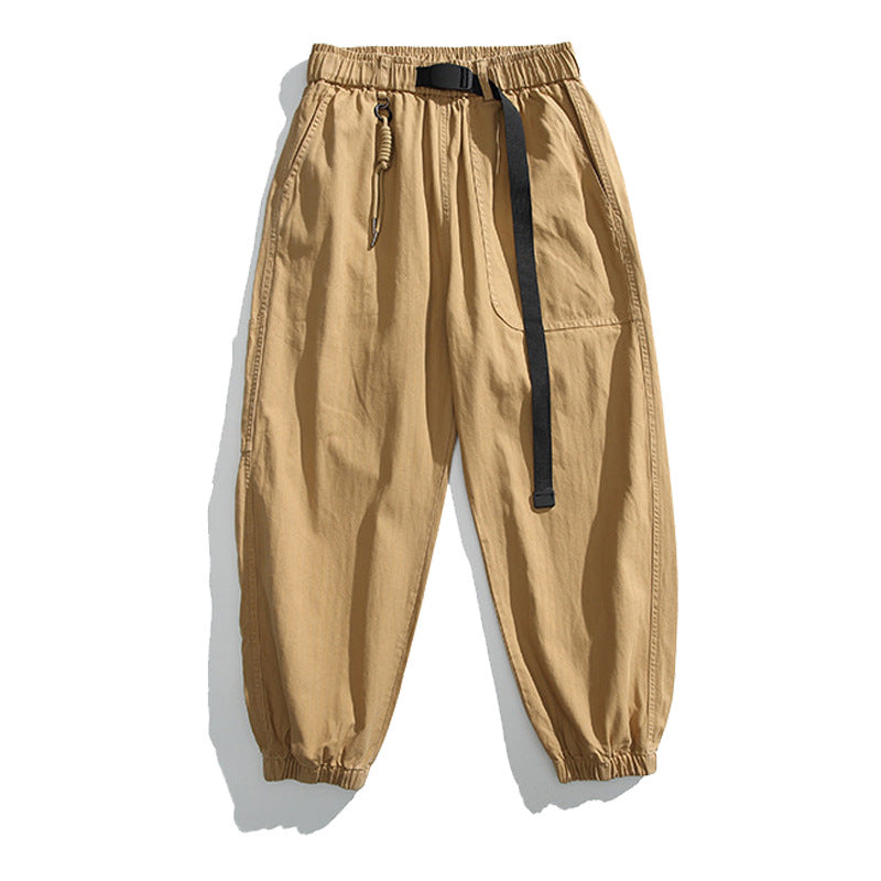 Herren Weite Canvas-Cargo-Jogginghose im Utility-Style mit elastischem Bund, integriertem Webgürtel und Bündchen Drune