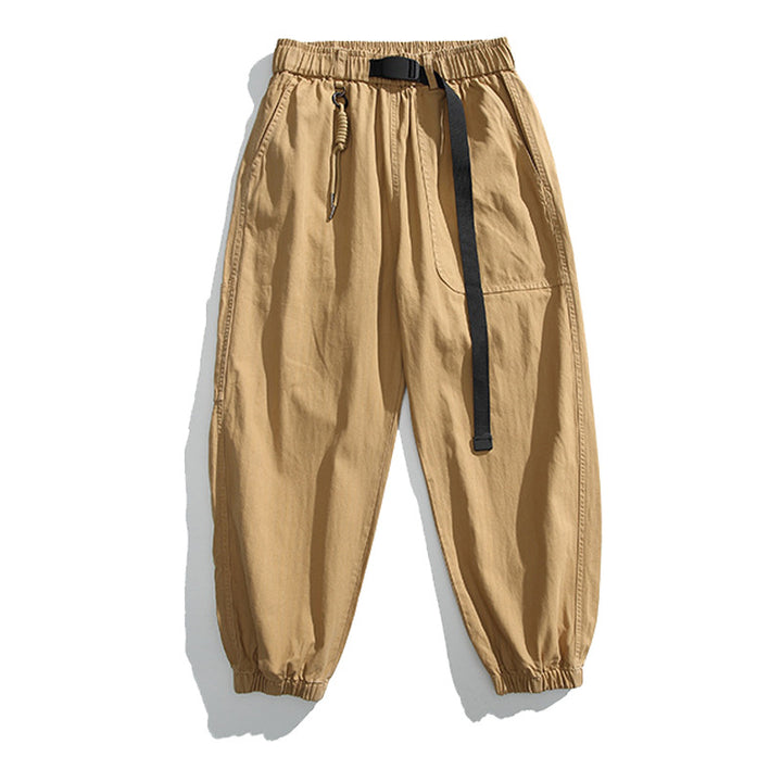 Herren Weite Canvas-Cargo-Jogginghose im Utility-Style mit elastischem Bund, integriertem Webgürtel und Bündchen Drune