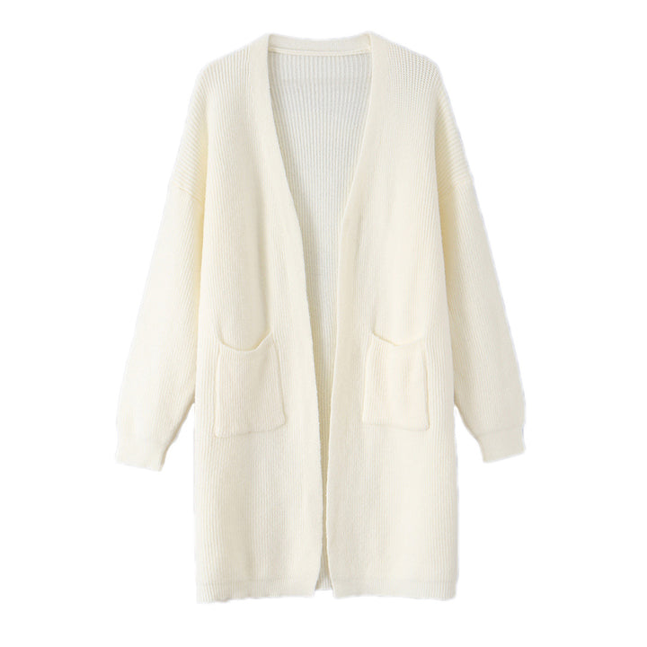 Damen Langer Oversize Strickcardigan mit aufgesetzten Taschen Drune