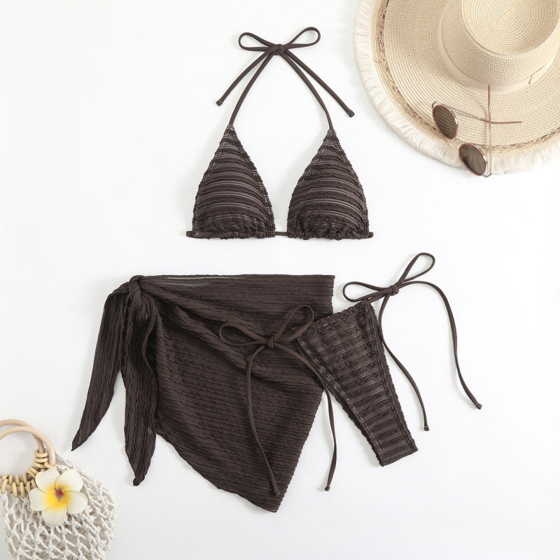 Damen Triangel-Bikini mit verstellbarem Wickelrock und stylischen Rüschendetails Drune