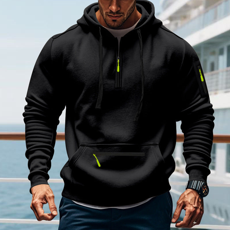 Herren sportlicher Kapuzenpullover mit praktischem Zwei-Wege-Reißverschluss und seitlichen Taschen Drune