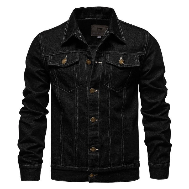 Herren nan Denim-Truckerjacke Slim Fit mit vintage Metallknöpfen und vertikaler Nahtführung Drune