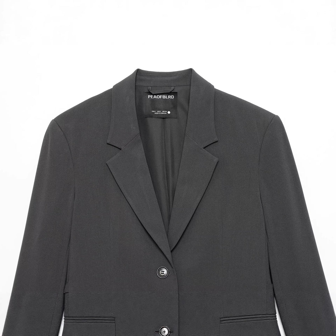 Damen nan modernes Relax-Blazer mit strukturlosem Fall, Reverskragen und Pattentaschen Drune