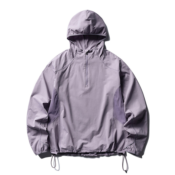 Unisex Atmungsaktiver Half-Zip-Kapuzenanorak mit Tunnelzugsaum und Flatlock‑Nähten Drune