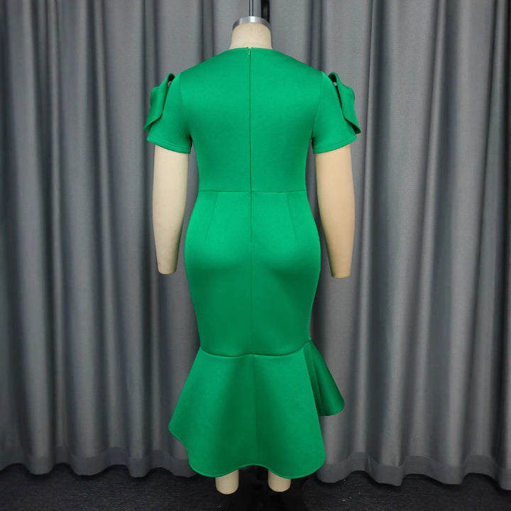 Damen figurbetontes Kleid mit voluminösen Ärmeln und tailliertem Gürteldetail Drune