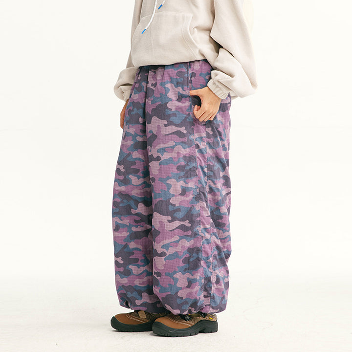 Herren Locker geschnittene Ripstop-Freizeithose mit Camouflage-Muster und elastischem Kordelbund Drune