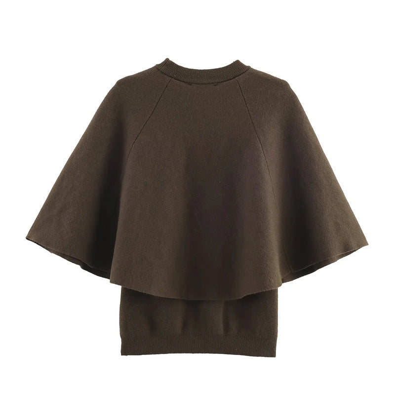 Damen elegantes Oversize-Pullover mit weitem Pfennigkragen Drune