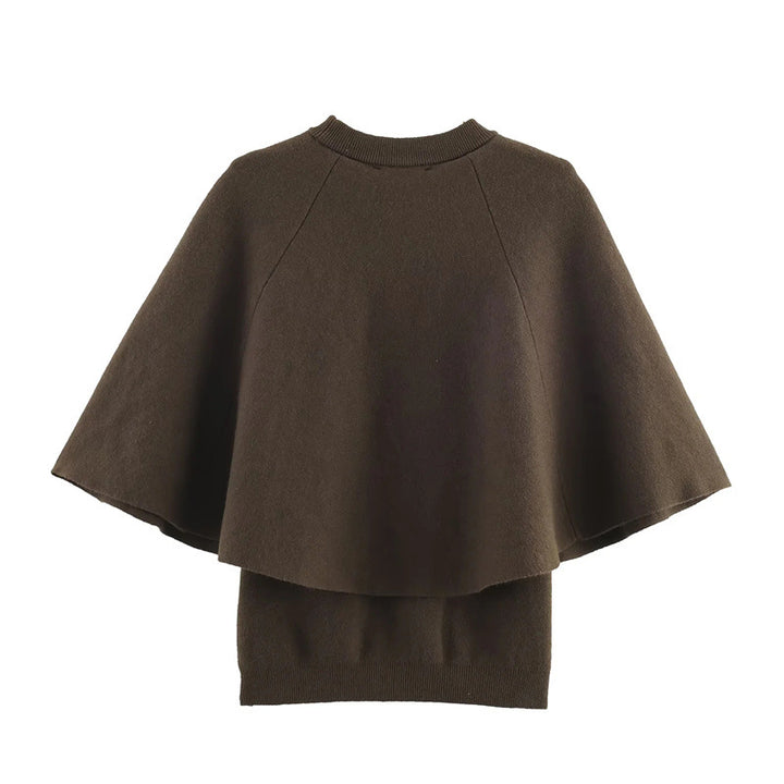 Damen elegantes Oversize-Pullover mit weitem Pfennigkragen Drune