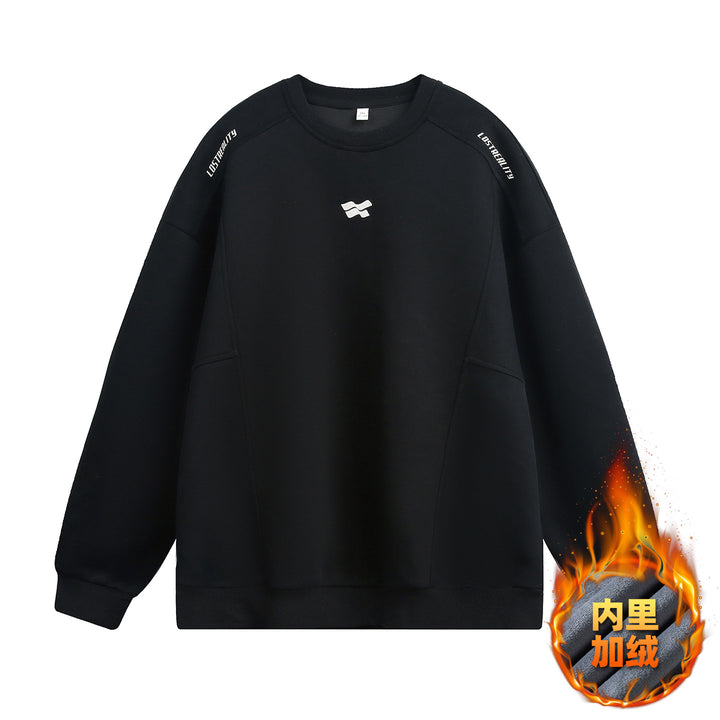 Unisex Oversize Sweatshirt mit Drop-Shoulder, Logo-Applikation und seitlichen Eingrifftaschen Drune