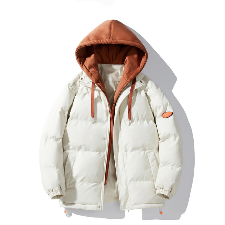 Herren Gepolsterte Winter-Steppjacke mit zweilagiger Kapuze und elastischen Bündchen Drune