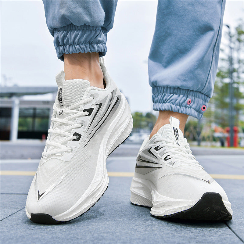 Herren Leichter gedämpfter Straßenlauf-Sneaker mit hoher EVA-Plateausohle und atmungsaktivem gestricktem Obermaterial Drune
