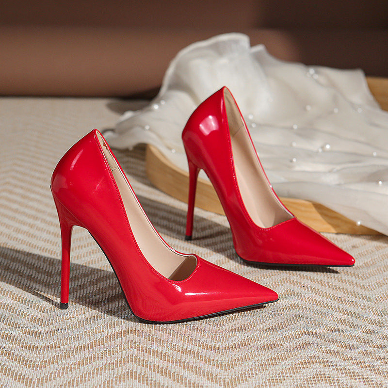 Damen Elegante spitz zulaufende Lackpumps mit extra hohem Stilettoabsatz Drune