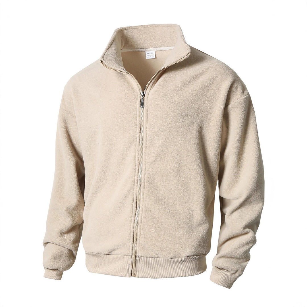 Herren Zip-Fleecejacke mit Stehkragen, durchgehendem Reißverschluss und gerippten Bündchen Drune