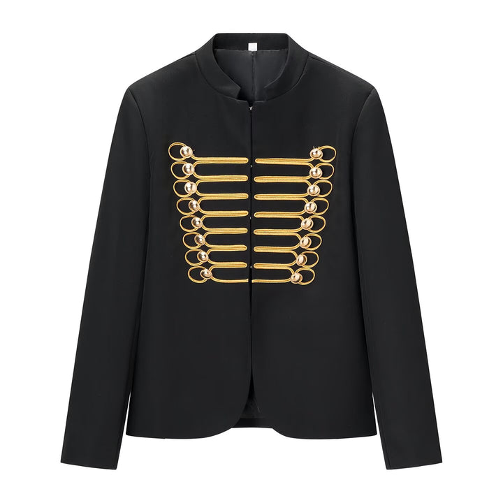 Damen Militärinspirierter Kurzblazer mit Stehkragen und goldener Passementerie Drune