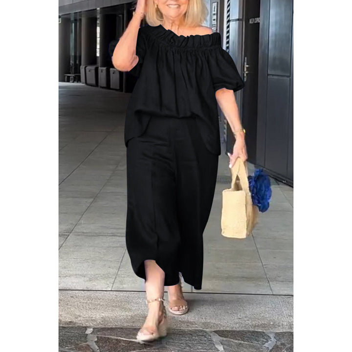 Damen luftige Sommerbluse mit off-shoulder Design und lässigen Ärmeln Drune