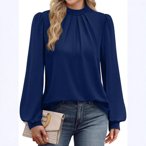 Damen elegante Bluse mit Puffärmeln Drune
