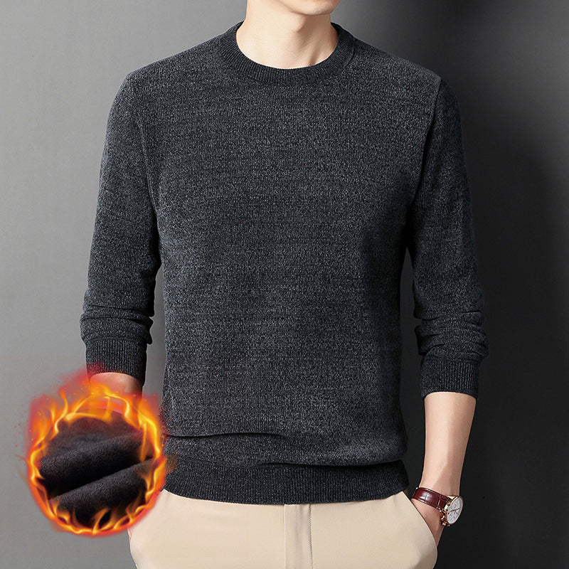Herren Wärmender Rundhals-Pullover mit Fleece-Innenfutter Drune