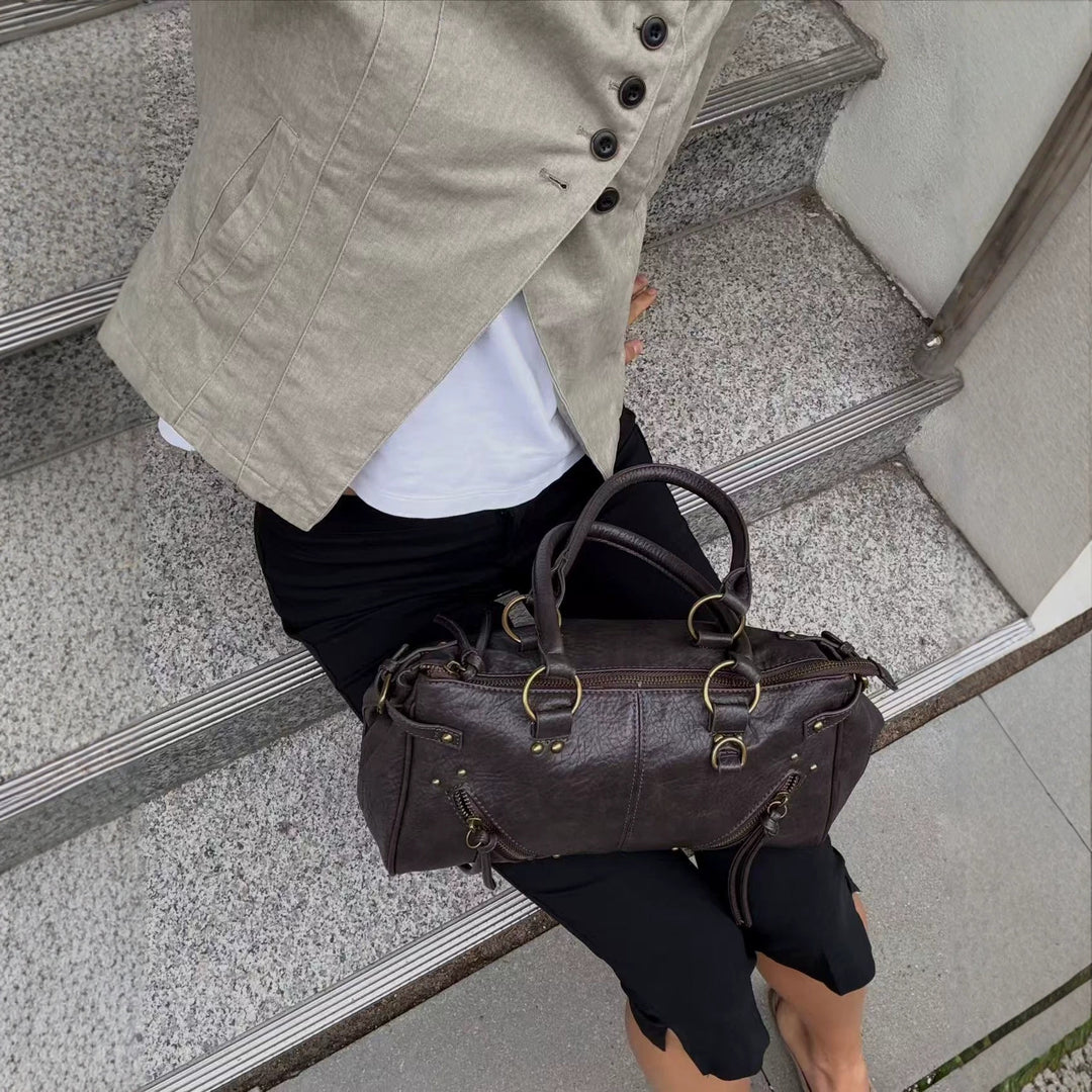 Damen Asymmetrische taillierte Leinen‑Optik Blazerjacke mit schräger Knopfleiste Drune