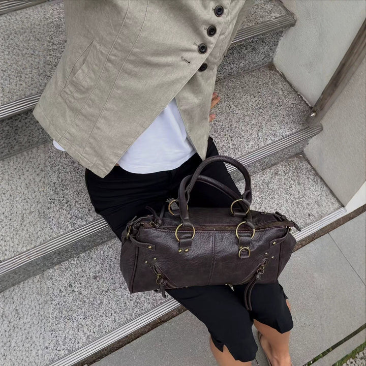 Damen Asymmetrische taillierte Leinen‑Optik Blazerjacke mit schräger Knopfleiste Drune