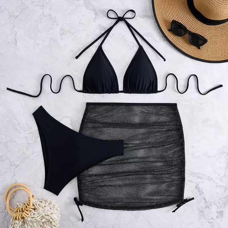 Damen Bikini-Set mit geflochtenem Rock und vielseitigem Triangel-Design Drune