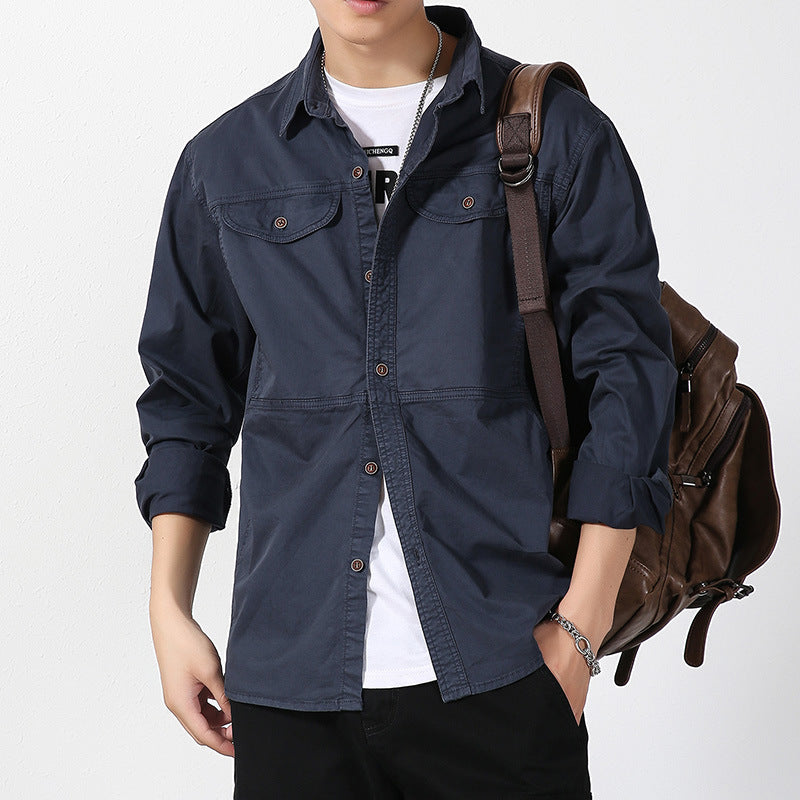 Herren Overshirt aus Baumwoll-Twill mit Brustklappen und entspanntem Regular-Fit Drune
