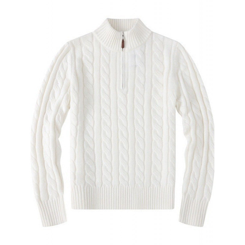 Herren Kabelstrickpullover mit Halbzip und Stehkragen aus weicher Kaschmirmischung Drune
