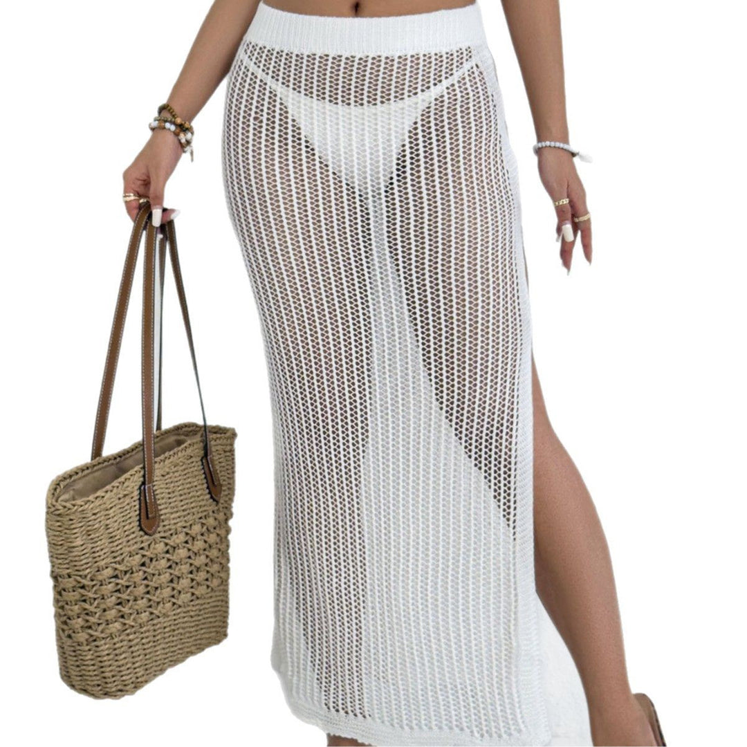 Damen transparenter Strandrock mit seitlichen Schlitzen Drune