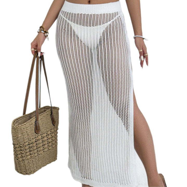 Damen transparenter Strandrock mit seitlichen Schlitzen Drune